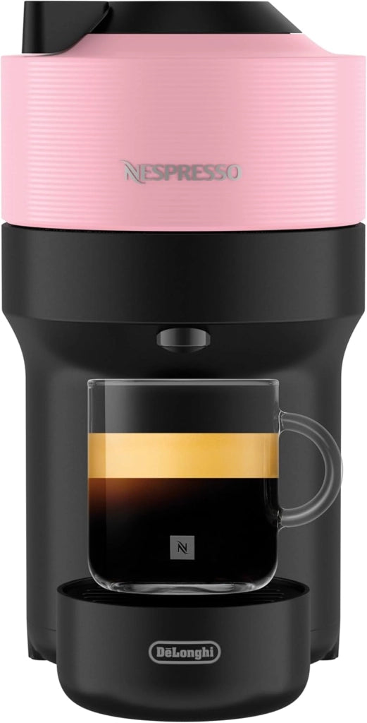 Nespresso De'Longhi Macchina Da Caffè A Capsule Vertuo Pop ENV90.P, Funzione Cold Brew, 4 Dimensioni Di Tazza, Connettività Bluetooth E WLAN, Pacchetto Di Benvenuto, Rosa