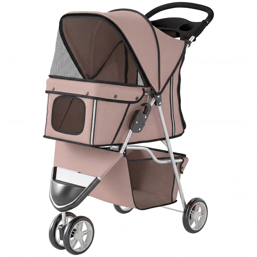 Carrello Pieghevole per Cani con Cestino ¨C zephmum ¨C 77x44x102cm Marrone