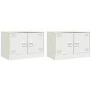 Mobile TV multimediale scaffale TV credenza mobile TV sala da pranzo soggiorno camera da letto 2 pezzi 67 x 39 x 44 cm acciaio bianco 02_0028539