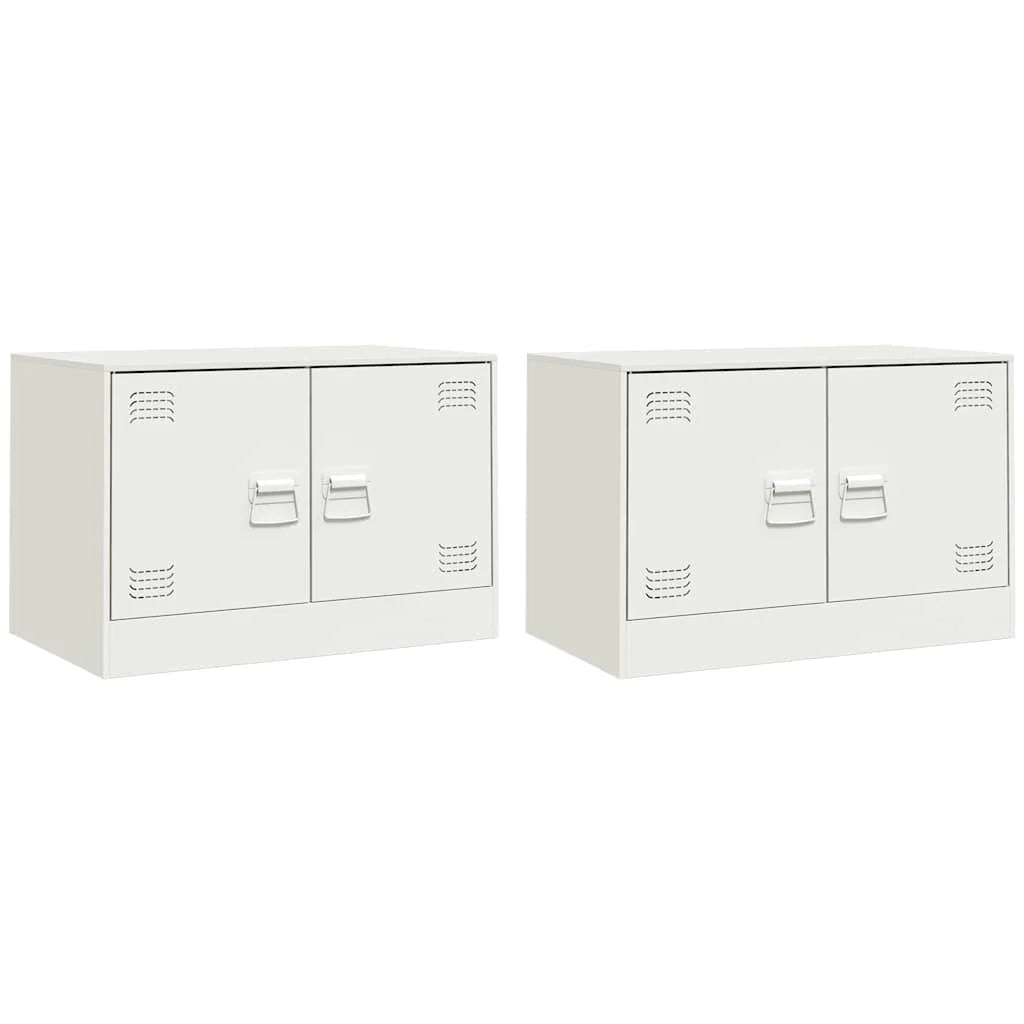Mobile TV multimediale scaffale TV credenza mobile TV sala da pranzo soggiorno camera da letto 2 pezzi 67 x 39 x 44 cm acciaio bianco 02_0028539