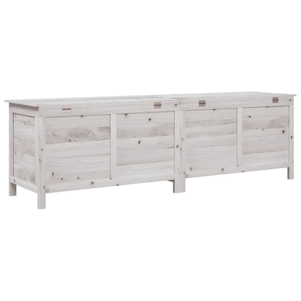 Contenitore da Giardino-Cassapanche da esterno Bianco 198,5x50x56,5 cm Massello Abete