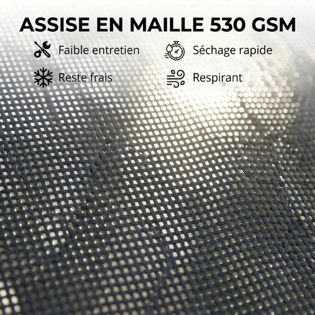 Transat da Giardino con Rotelle ¨C zephmum ¨C Textilene 530g/m2 Grigio Scuro