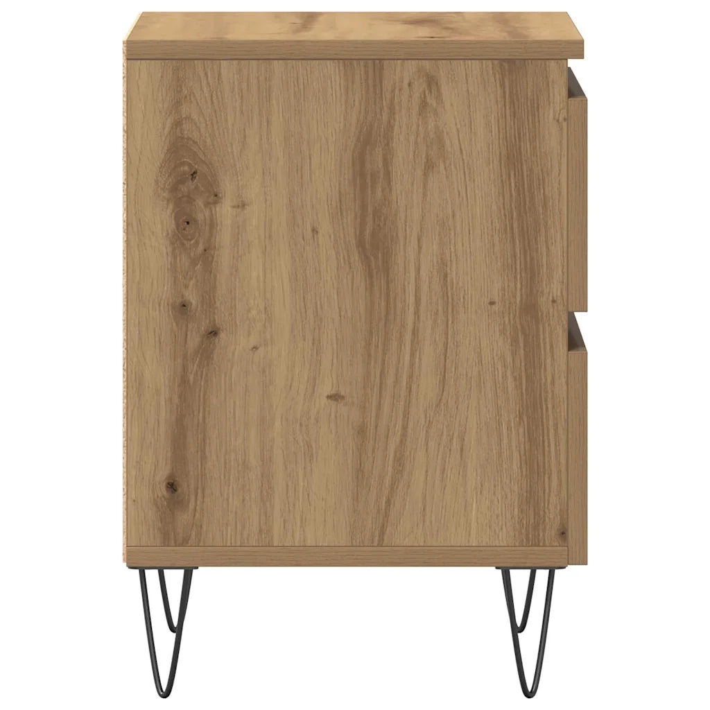 Set di 2 Comodini | Armadio da Notte | Mobiletto da notte rovere artigianale 40 x 35 x 50 cm