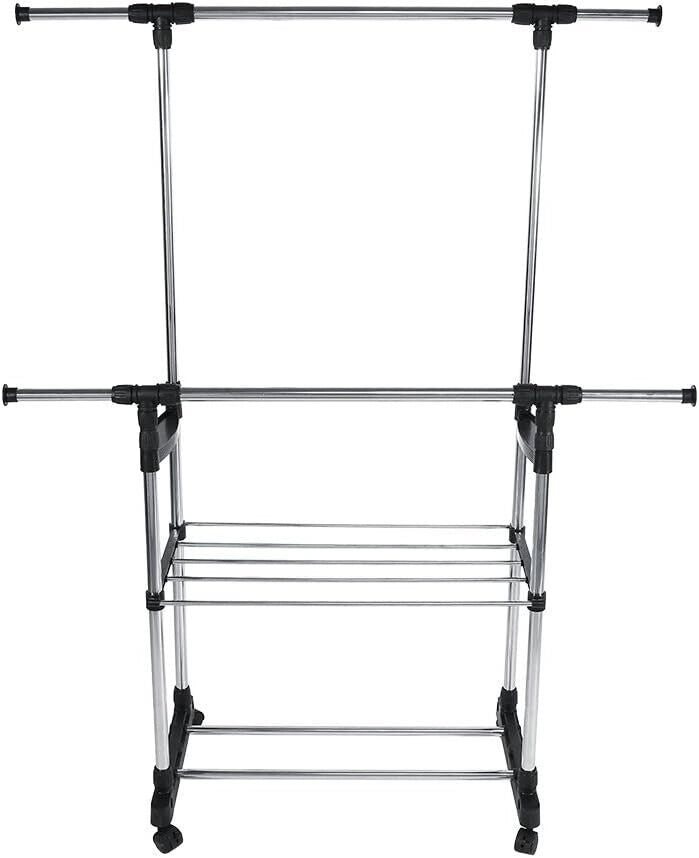 Stand appendiabiti da terra attaccapanni abiti 155 x 80 x 42mm doppio 69063