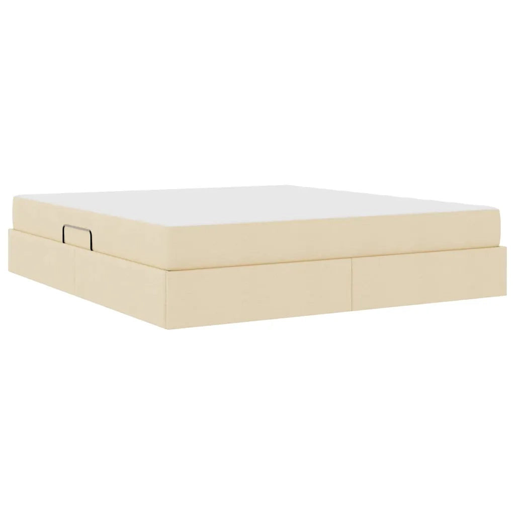 Letto con contenitore e materasso Crema 160 x 200 cm Poliestere