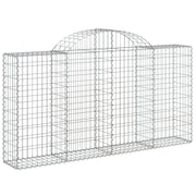 Gabbione recinto a gabbia muro di contenimento ad arco 200 x 30 x 100/120 cm ferro zincato argento 02_0039992