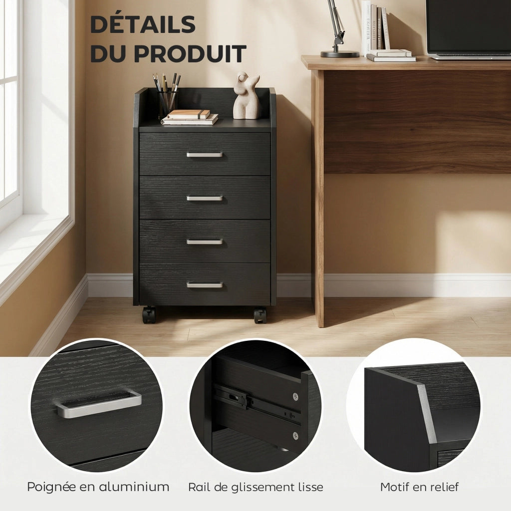 Scrivania con cassetti ¨C zephmum ¨C 40x36x65 cm nero