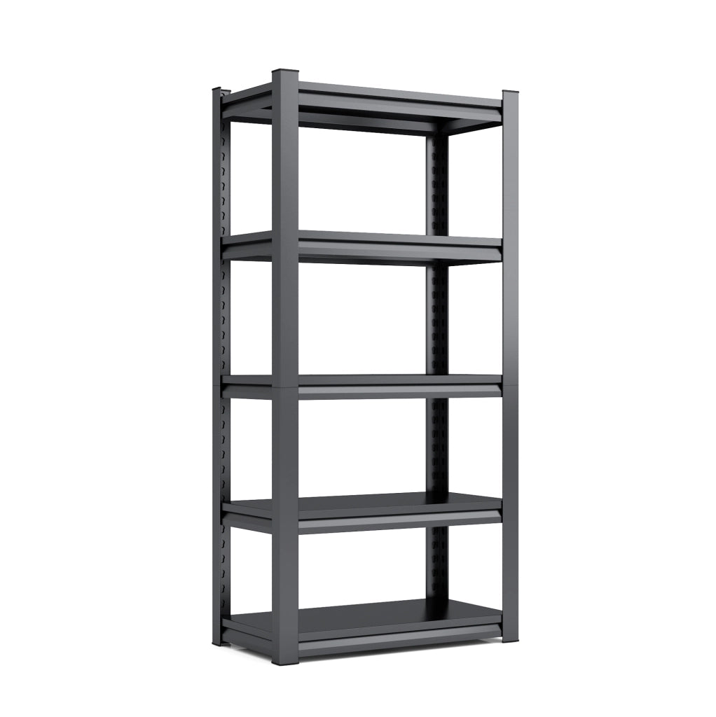 Scaffale metallico nero 5 ripiani 80x40x160 cm, 650 kg