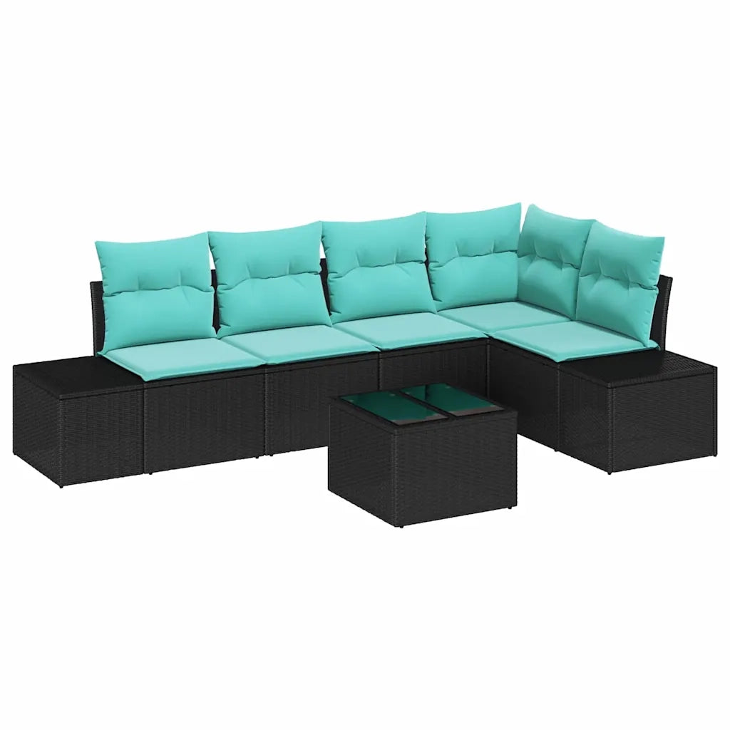 Set Divano da Giardino 6 pz Nero polyrattan 3347076