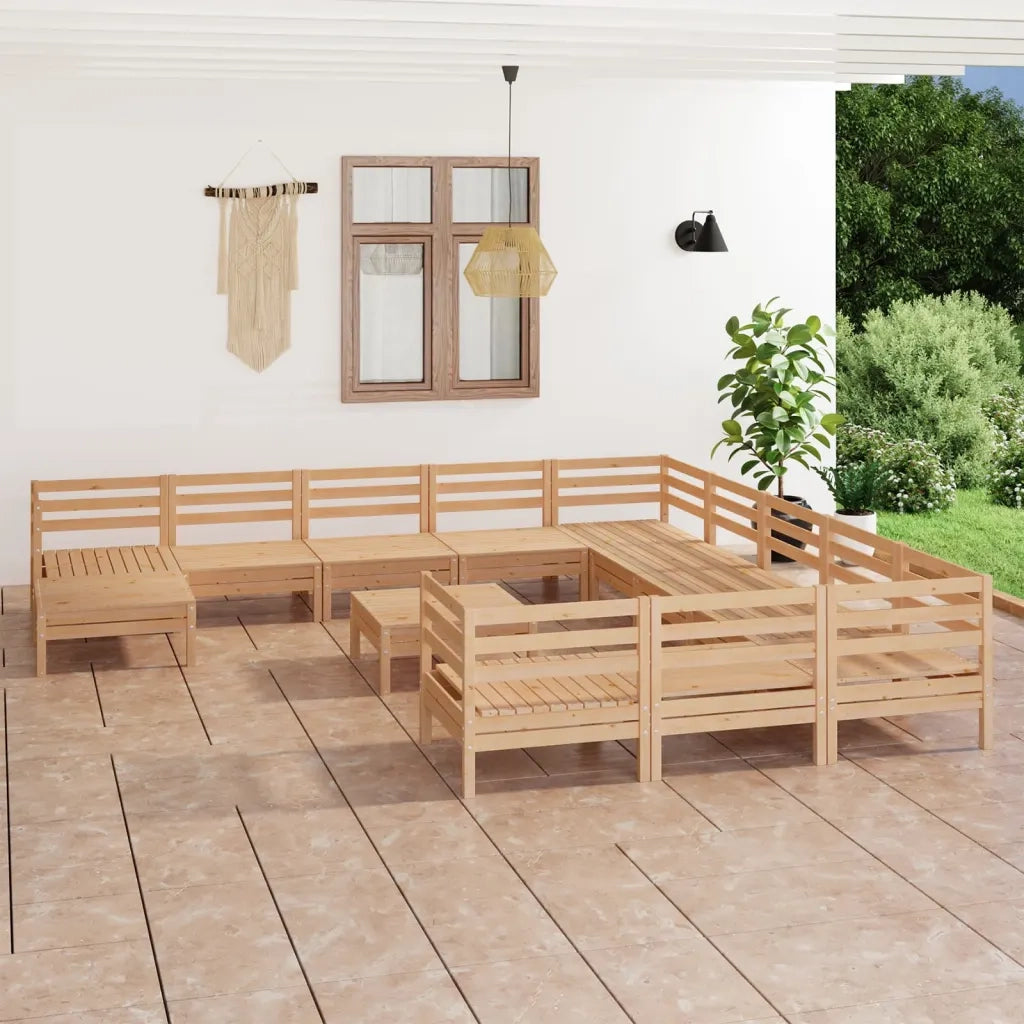 Set Divani da Giardino 13 pz in Legno Massello di Pino cod mxl 36777