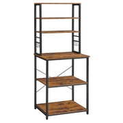 Scaffale da cucina con ripiani portaoggetti 6 ganci struttura in metallo per utensili forno a microonde stile industriale 80 x 40 x 167 cm marrone rustico e nero 12_0005649