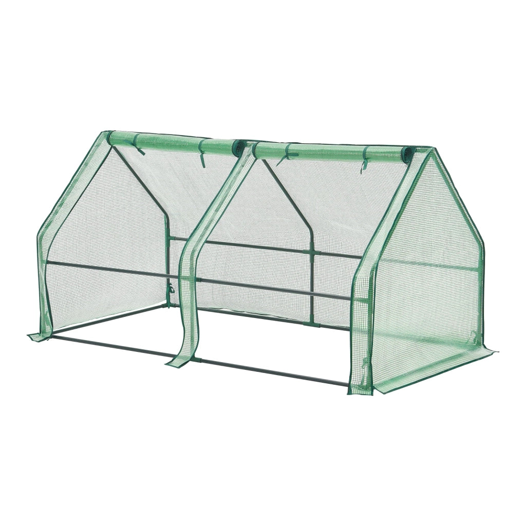 Cornice per finestra da giardino Nissewaard con 2 finestre in acciaio e polietilene 180 x 90 x 90 cm verde 03_0008269
