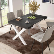Consolle allungabile, 58 fino 140x90x73cm, Per 6 persone, Gambe in legno, Nero RF2723