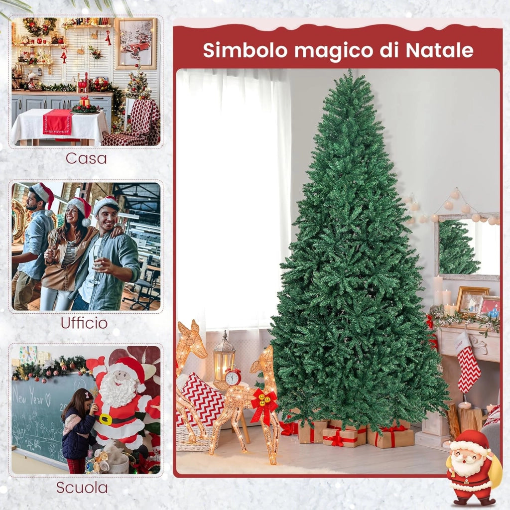 Albero di Natale 180/225/275 cm, Albero di Natale Artificiale Realistico e Denso con 1355/2254/3594 Rami e Base in Metallo, Decorazione Natalizia per Casa, Ufficio e Negozio (275 cm)