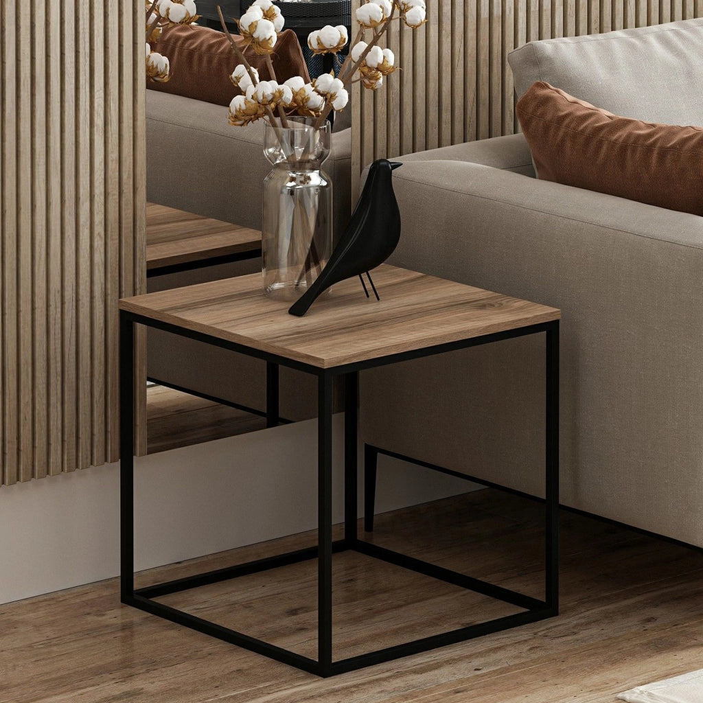 Tricase, Tavolino da Salotto Forma Quadrato, 52x50x50h cm Marrone Noce
