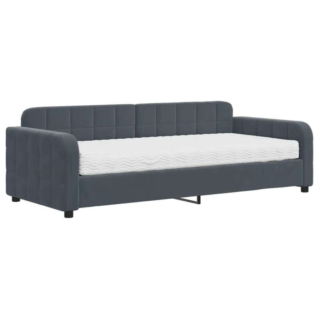 Divano Letto con Materasso Grigio Scuro 90x200 cm in Velluto