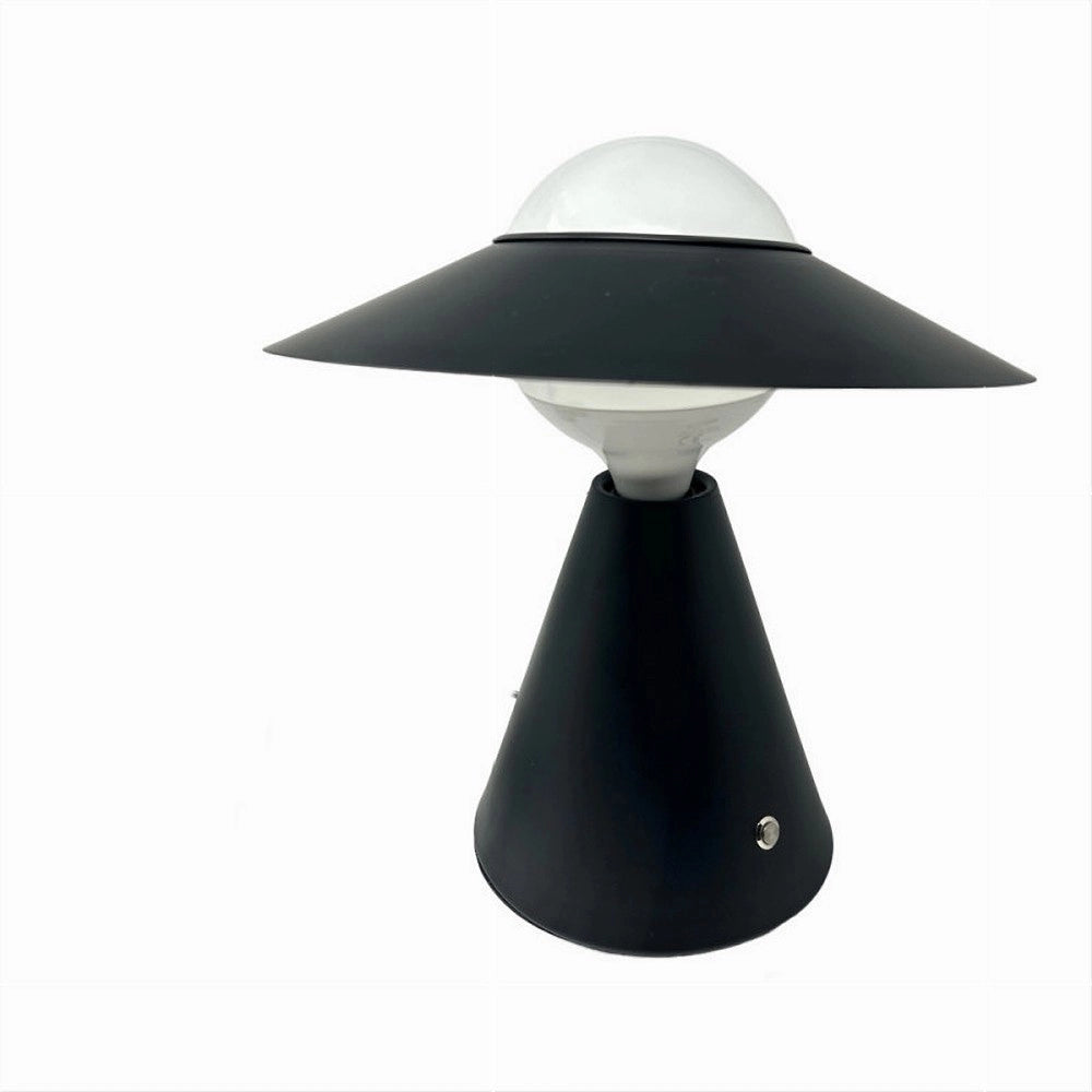 Trade Shop - Lampada Da Tavolo Decorativa Con Paralume A Cappello Orientabile Lume E27 D13 - Nero
