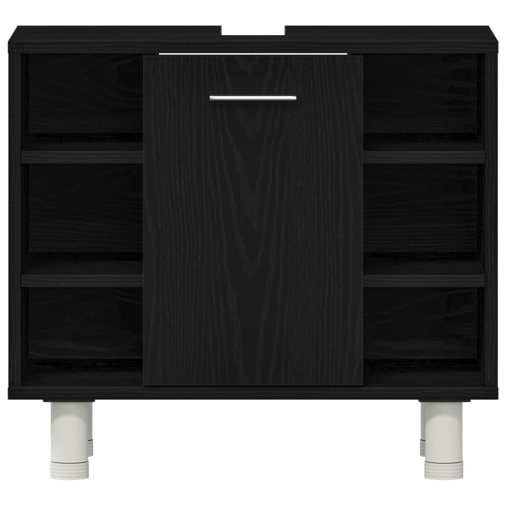 Set di mobili da bagno 3 pezzi in legno ingegnerizzato con finitura rovere nero