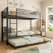 Letto a castello nero con letto estraibile in metallo 90 x 200 cm