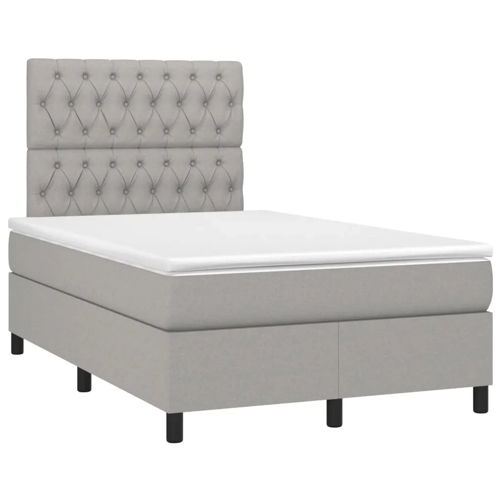 Letto a Molle Materasso e LED Grigio Chiaro 120x200 cm Tessuto 3135101