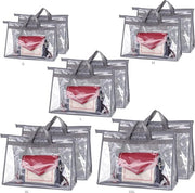 10 taschi trasparenti per stoccaggio sacchi di stoffa 5 misure con chiusura a zip e maniglia per ripiani di armadi impermeabili e idrorepellenti (grigio)