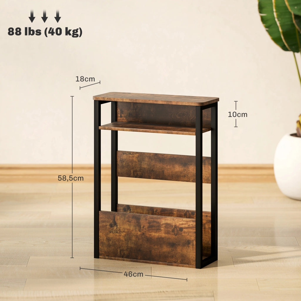 Tavolino da salotto con ripiani a due livelli ¨C zephmum ¨C 46x18x58.5 cm rustico