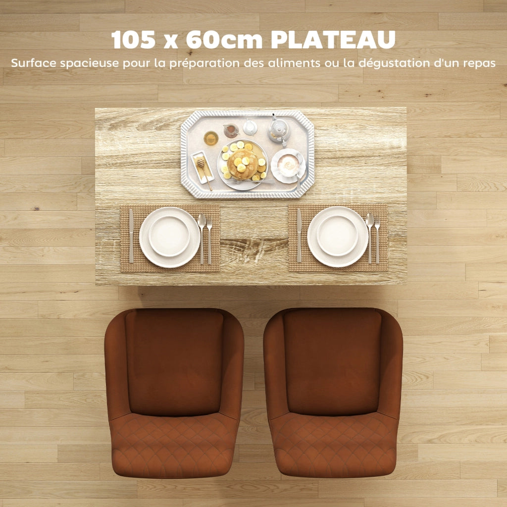 Tavolo da cucina con ripiani regolabili e 2 ante ¨C Minimal ¨C 105x60 cm nero effetto legno