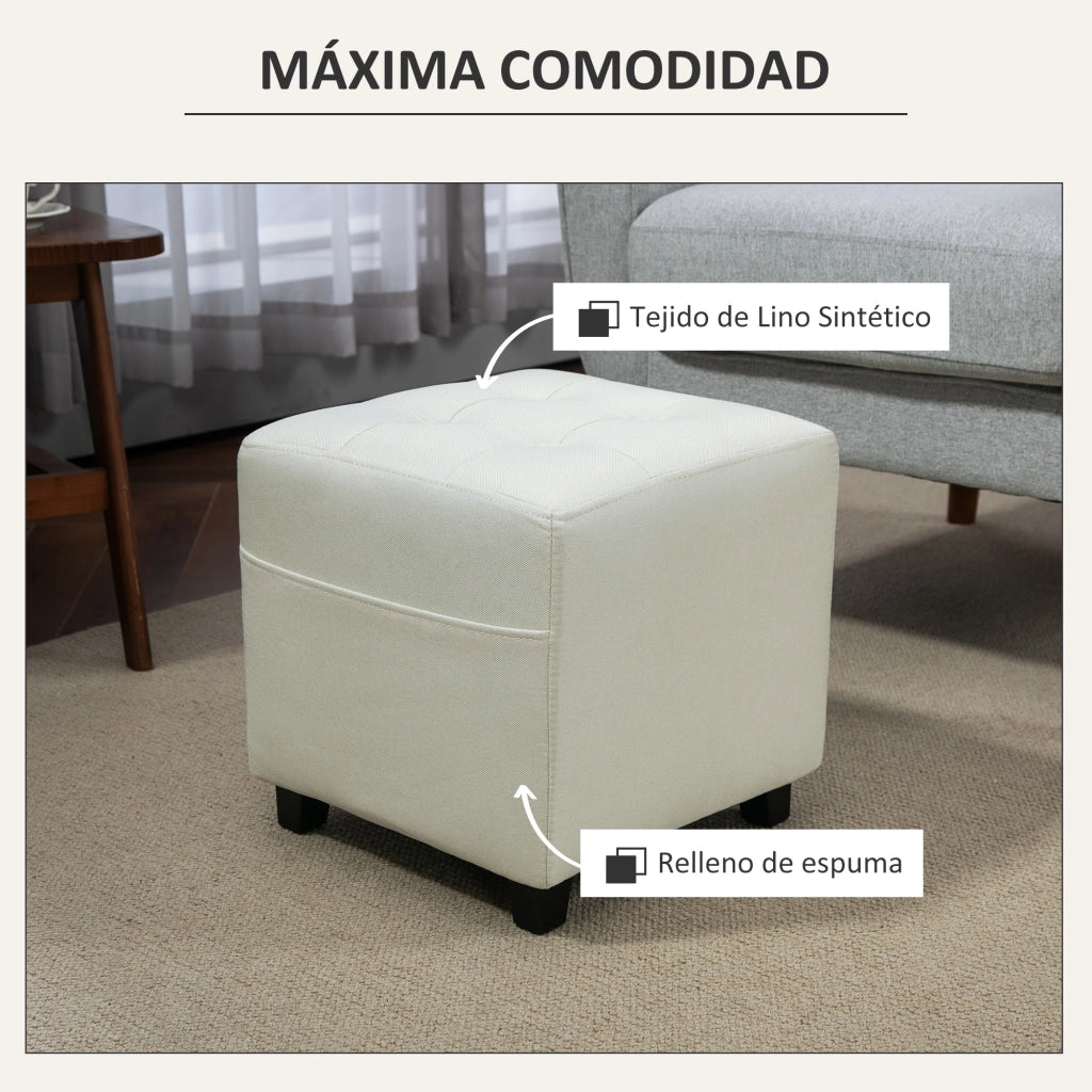Pouf con Tasca Laterale e Coperchio Imbottito ¨C zephmum ¨C Crema