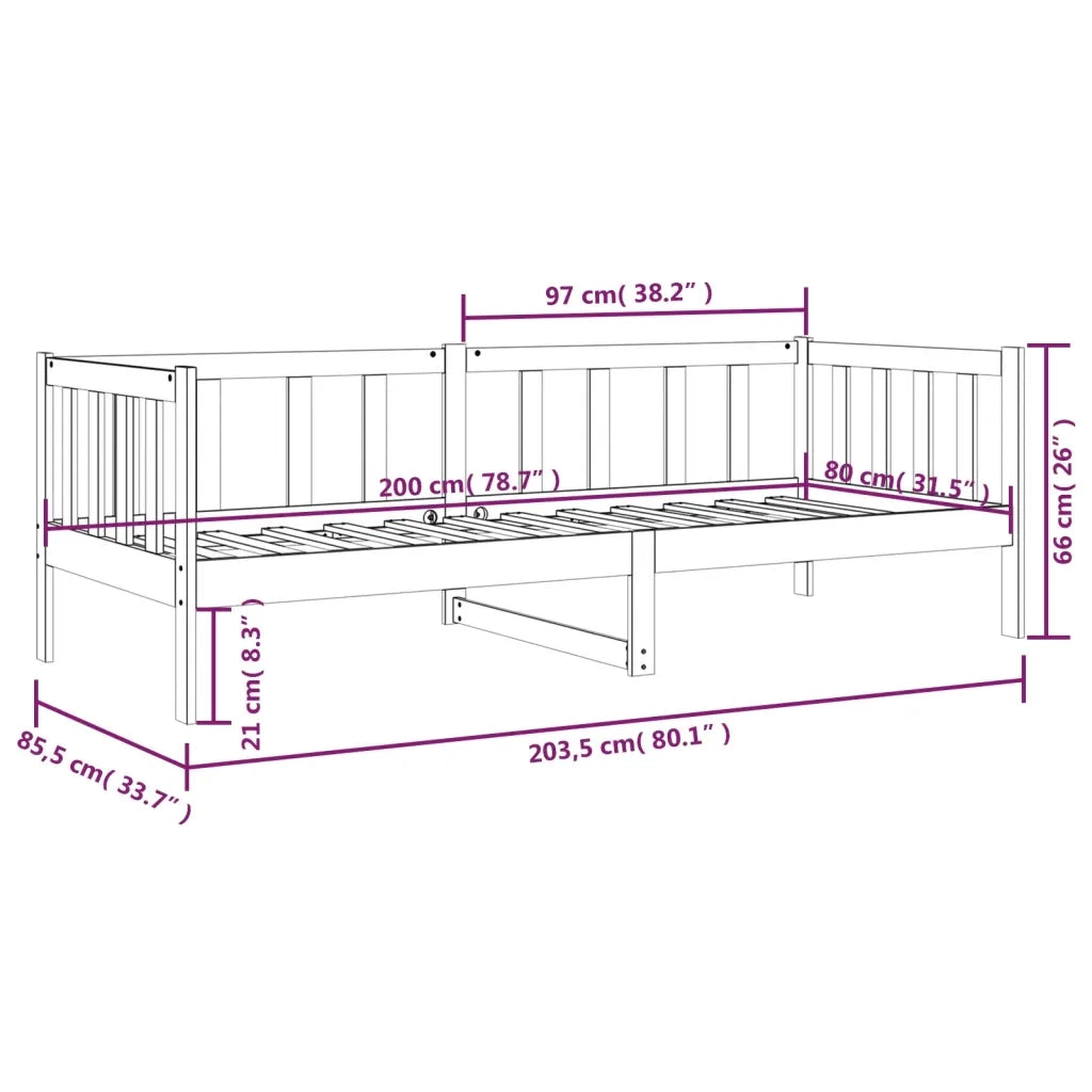 Dormeuse Ambra 80x200 cm in Legno Massello di Pino 814687
