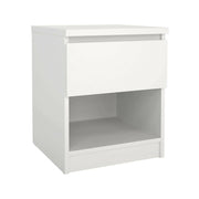 Comodino Scolastica, Comò basso, Tavolino da notte, Mensola da letto, 40x40 h50 cm, Bianco