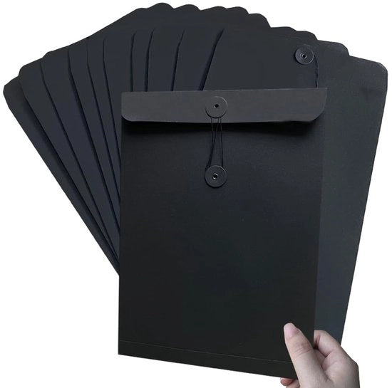 Pacco di 10 borse per documenti A4, borse per documenti in cartone, cartellini, buste trasparenti, organizzatore con chiusura, cartellino per documenti, organizzatore per carta, cartellino per presentazioni per ufficio, scuola e casa.