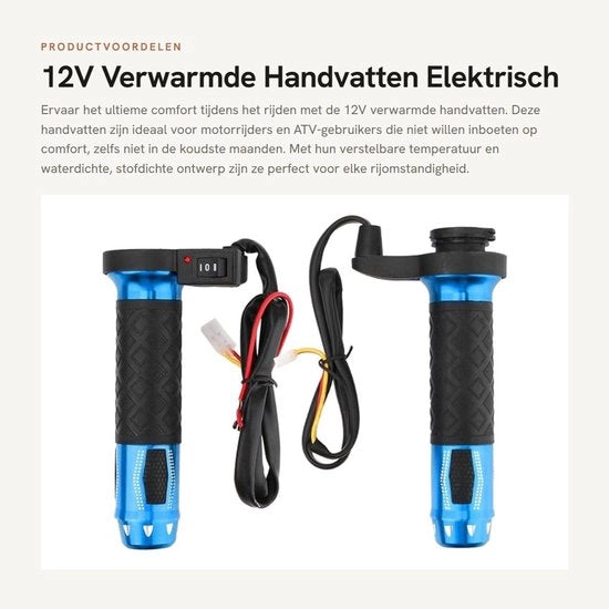 Manubri riscaldanti elettrici 12V - Impermeabili e resistenti alla polvere - Colori rossoblu dorato - Adattabili per motocicli - Regolabile temperatura