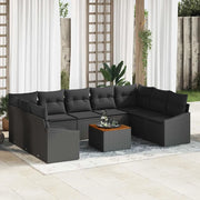 Set Divano da Giardino con cuscino 10 pcs Nero polyrattan 3347877