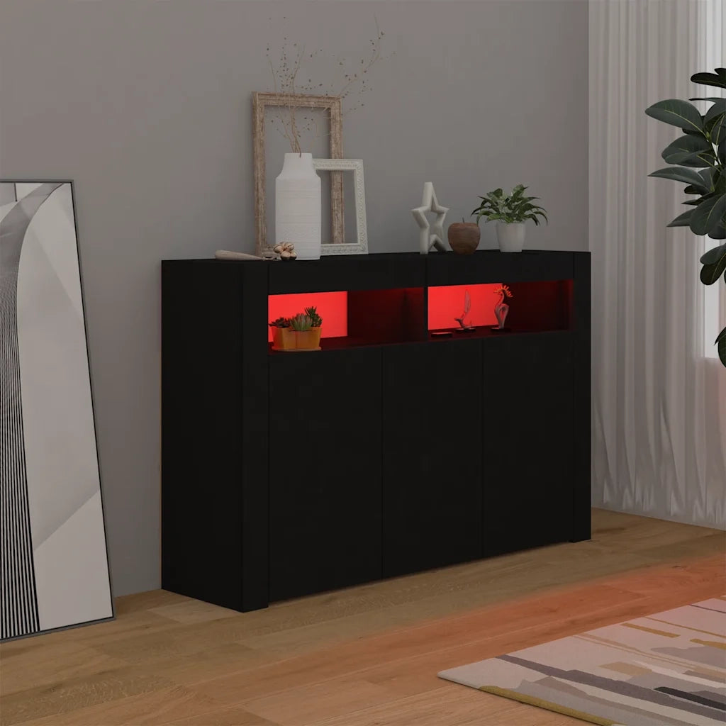 Credenza con Luci LED Nera 115,5x30x75 cm cod mxl 14078