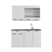 Cucina completa Fame-Line Bianco rustico/Bianco 140 cm, PL Antracite Vicco