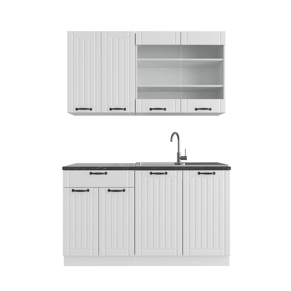 Cucina completa Fame-Line Bianco rustico/Bianco 140 cm, PL Antracite Vicco