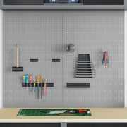 Pannelli per Attrezzi 2 Pezzi con 8 Accessori, Grigio, 50x80 cm Acciaio