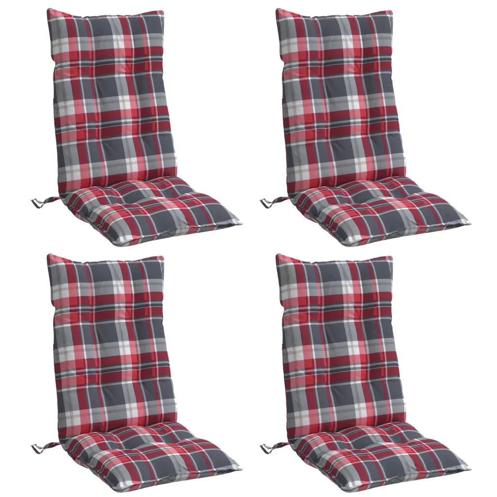 vidaXL Cuscini Sedia Schienale Alto 4 pz Quadri Rosso Tessuto Oxford