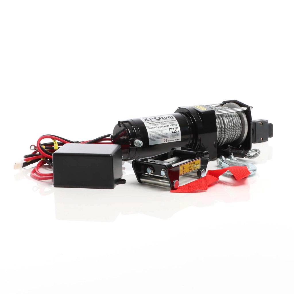 Argano elettrico Verricello a motore 12V 1587kg Cavo acciaio 10,5m Motore 1,5CV Fuoristrada