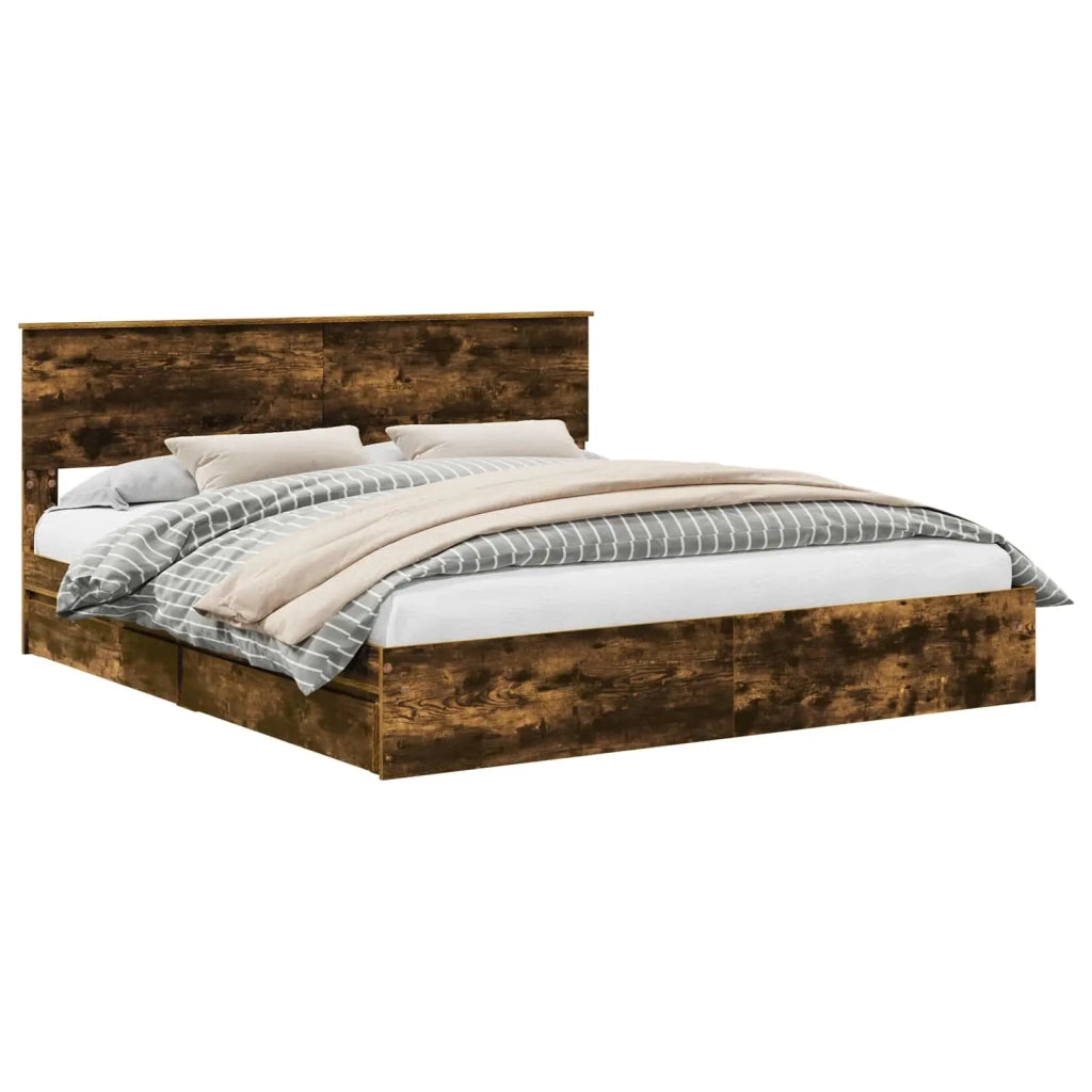 Letto con Contenitore con testiera Rovere fumé 180 x 200 cm 3408435