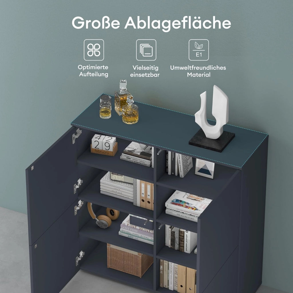 Mai & Mai Mobile Contenitore 100x36.4x98cm, Mobiletto Multiuso con 4 ante e 4 vani per Soggiorno, Sala da Pranzo, Camera da Letto Schrank04, Antracite opaco
