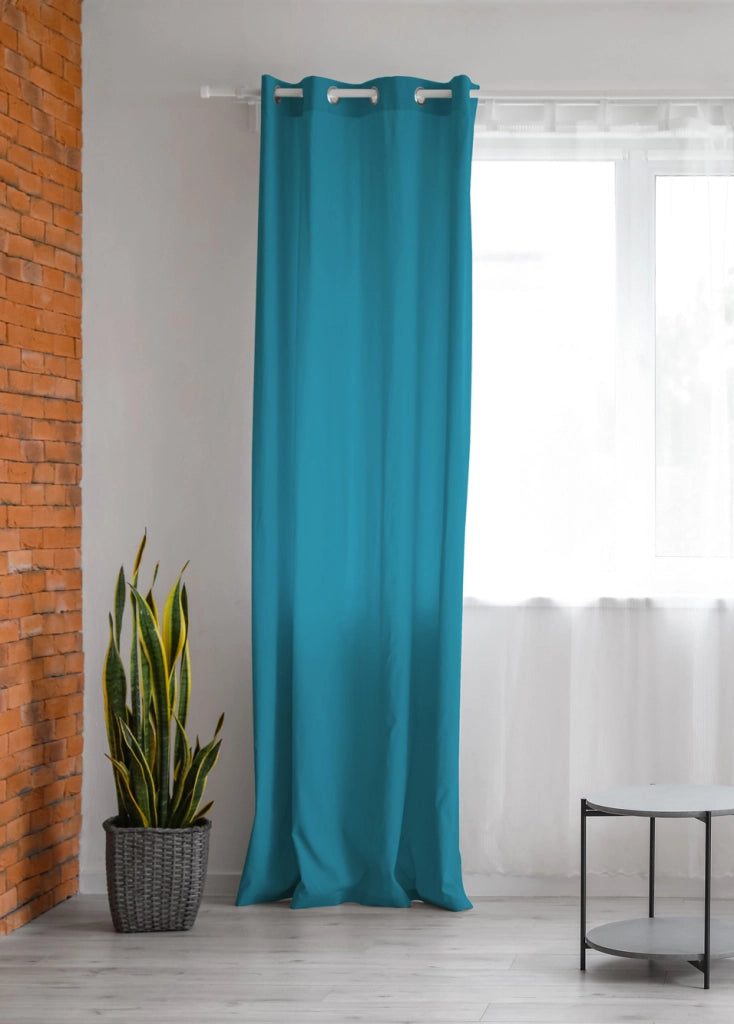 Tenda Semioscurante 140 x 290 Cm Moderne Con Occhielli  Turchese - 1 Tenda