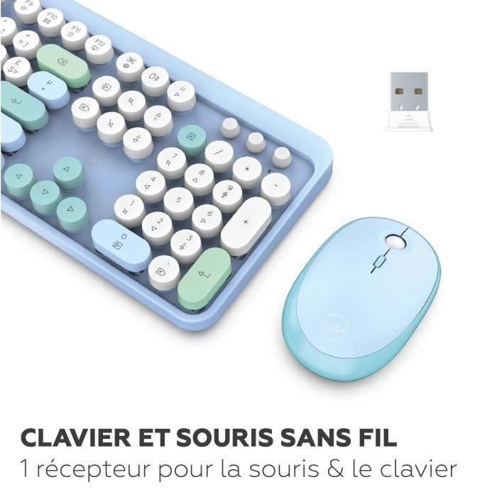 Combo tastiera + mouse wireless - MOBILITY LAB - Colore puro - Blu - Design ergonomico - Digitazione discreta