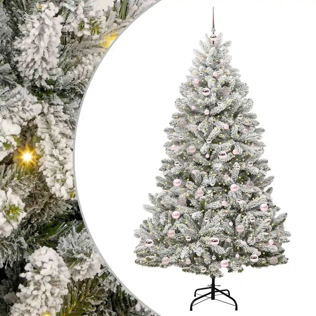 Albero di Natale Artificiale-Albero Natalizio con 300 LED Verde e Bianco 210 cm 493793