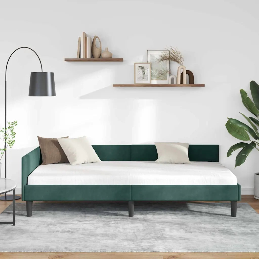 Cornice del letto ad angolo Verde Scuro 90 cm x 190 cm Velluto 42016146