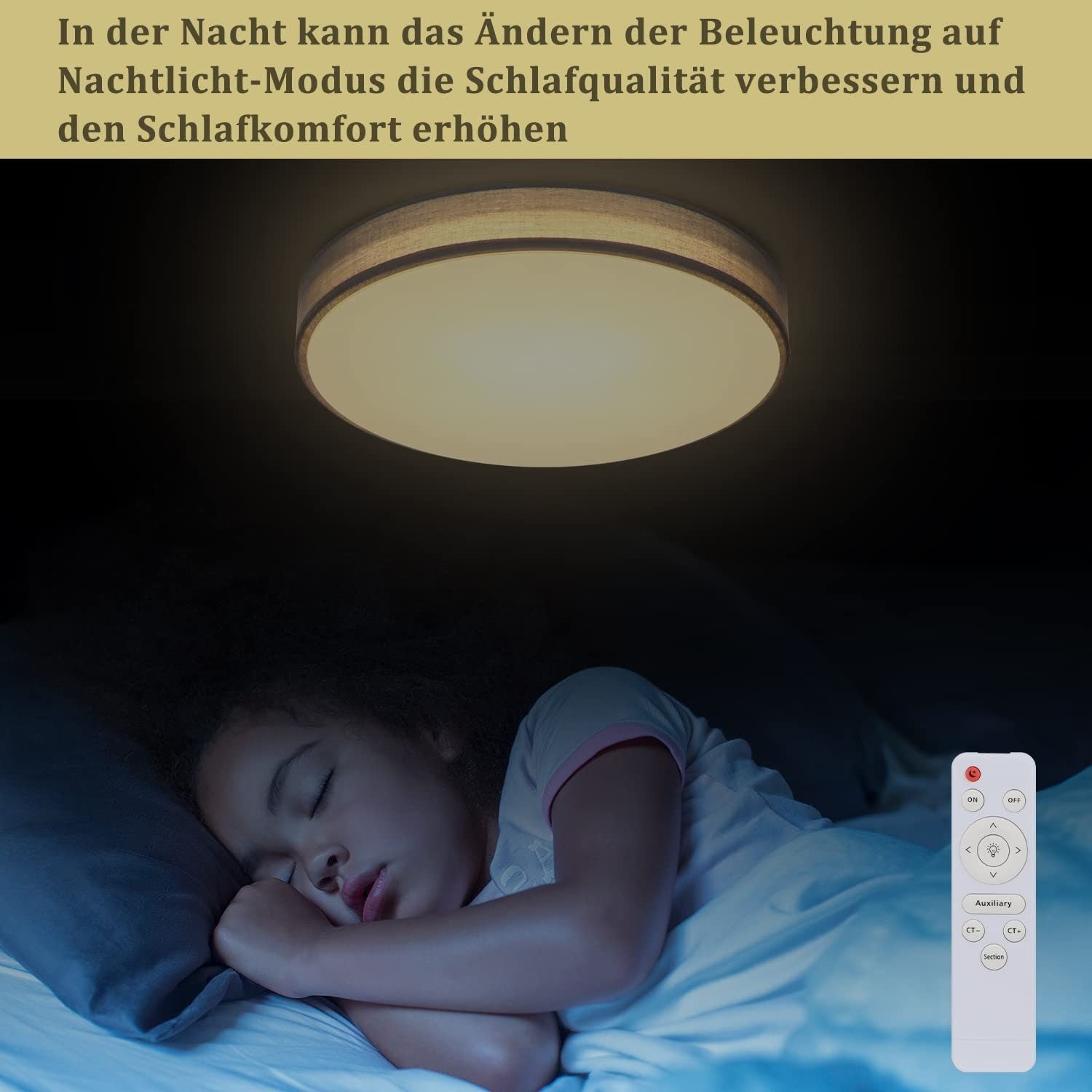 ZMH Lampada da soffitto LED 38cm paralume tessuto rotondo 38W per camera letto