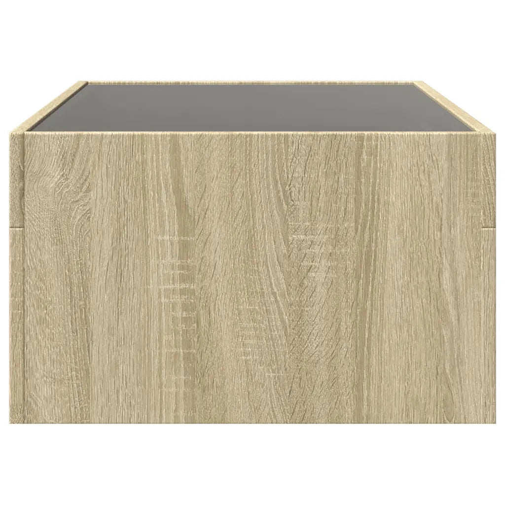 Tavolino da Salotto con LED Infinity-Tavolino da soggiorno Rovere Sonoma 90x50x30 cm