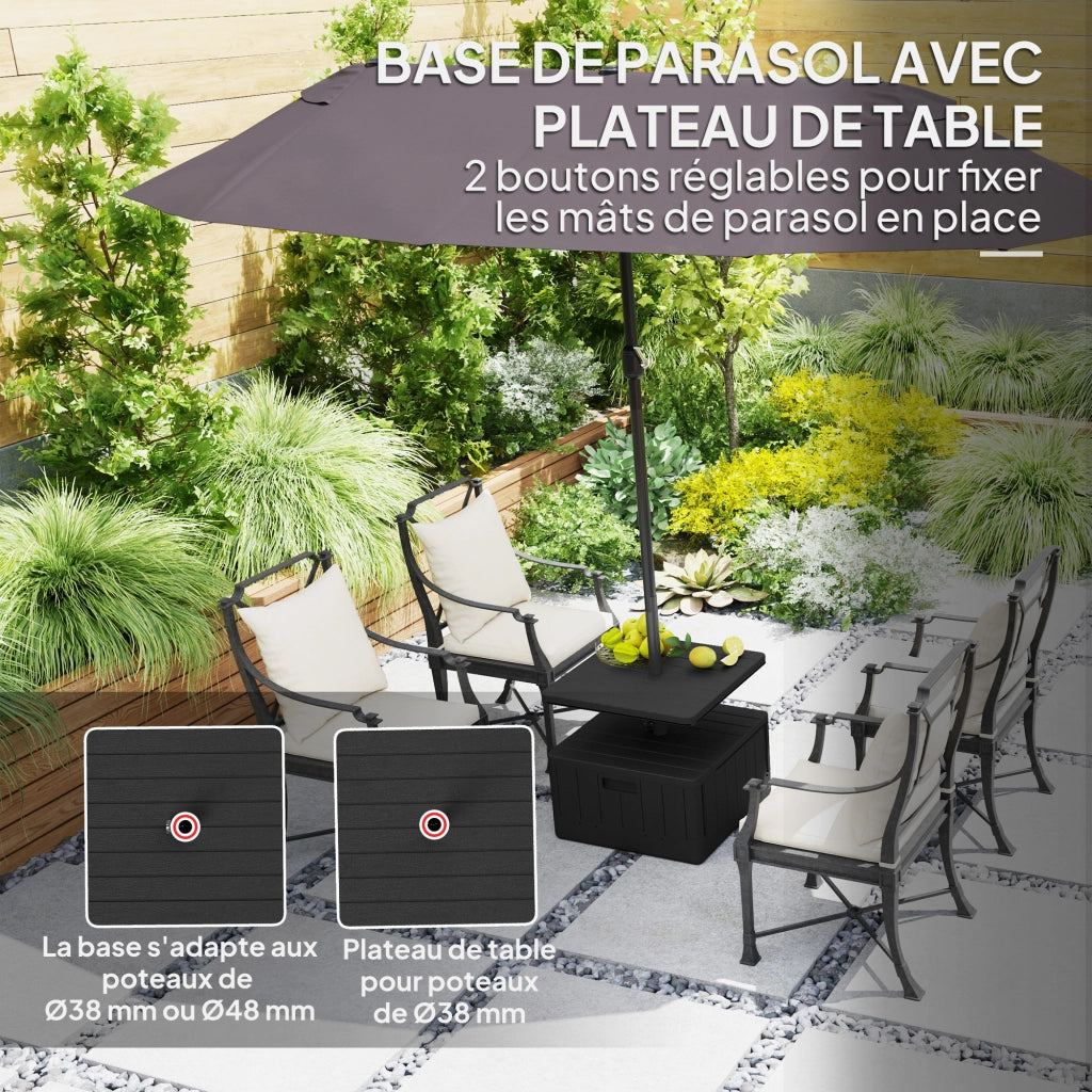 Piedistallo Parasol Quadrato con Tavolino ¨C Zephmum ¨C 53x53x45 cm Nero