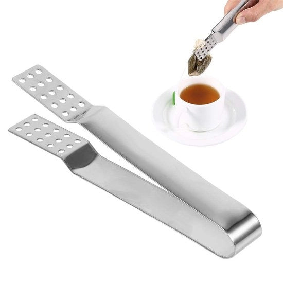Attrezato per tè in acciaio inossidabile - Utensili da cucina sostenibili - Testa perforata fine - Manico comodo - Adatto agli amanti del tè - Supporto per zucchieri