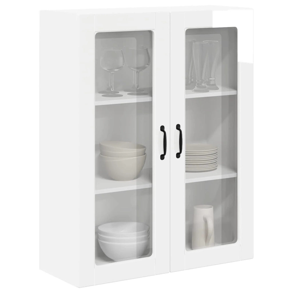 Pensile da cucina | Mobile in vetro da parete LUCCA Bianco Lucido 80 x 31 x 100 cm